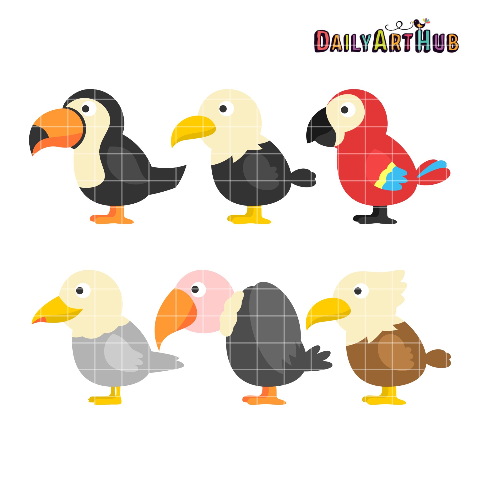 Cute Cartoon Birds Clip Art Set – Daily Art Hub // Graphics, Alphabets & SVG