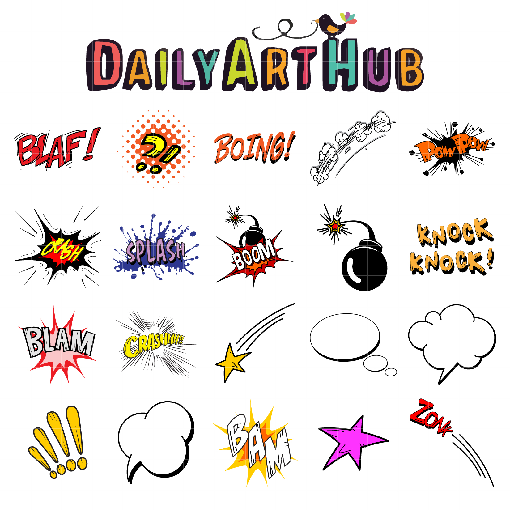 Comic Book Clip Art Set – Daily Art Hub // Graphics, Alphabets & SVG