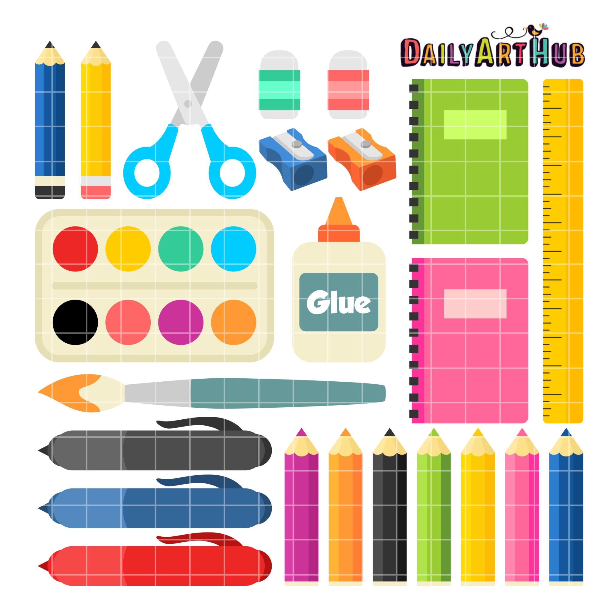 School Supplies Clip Art Set – Daily Art Hub // Graphics, Alphabets & SVG