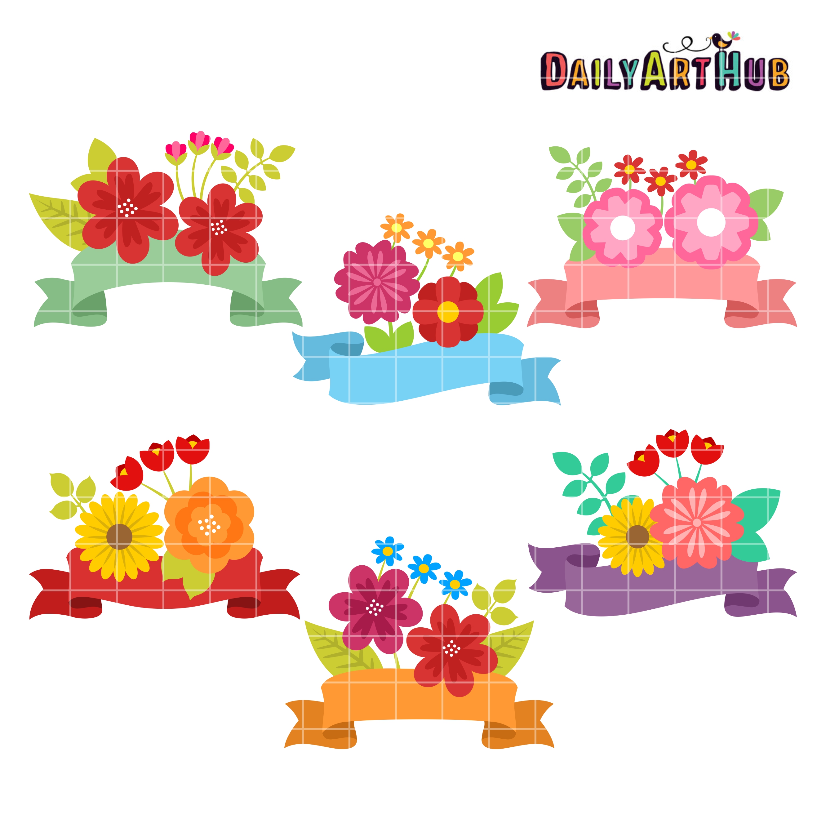 Flowers And Banners Clip Art Set Daily Art Hub Free Clip Art Everyday
