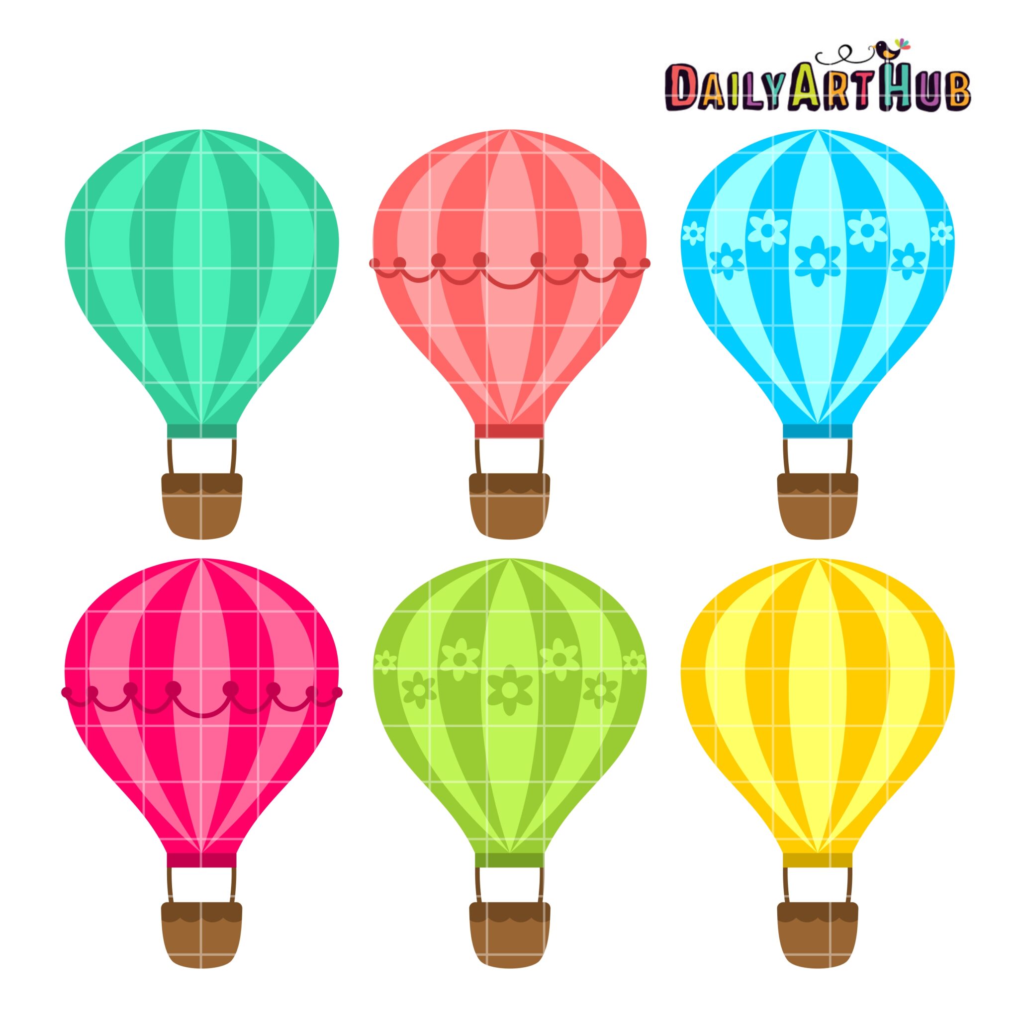 Hot Air Balloons Clip Art Set – Daily Art Hub // Graphics