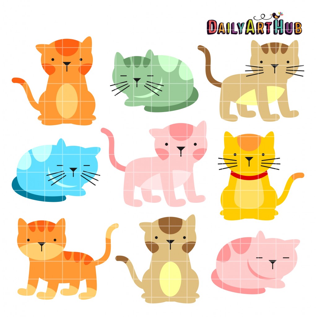 Cats Clip Art Set Daily Art Hub // Graphics, Alphabets & SVG