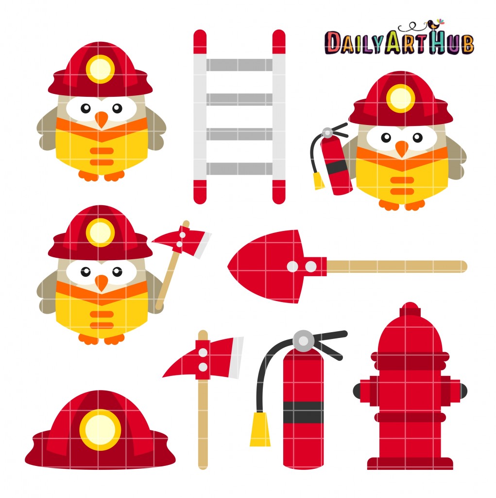 Firefighter Owls Clip Art Set – Daily Art Hub // Graphics, Alphabets & SVG