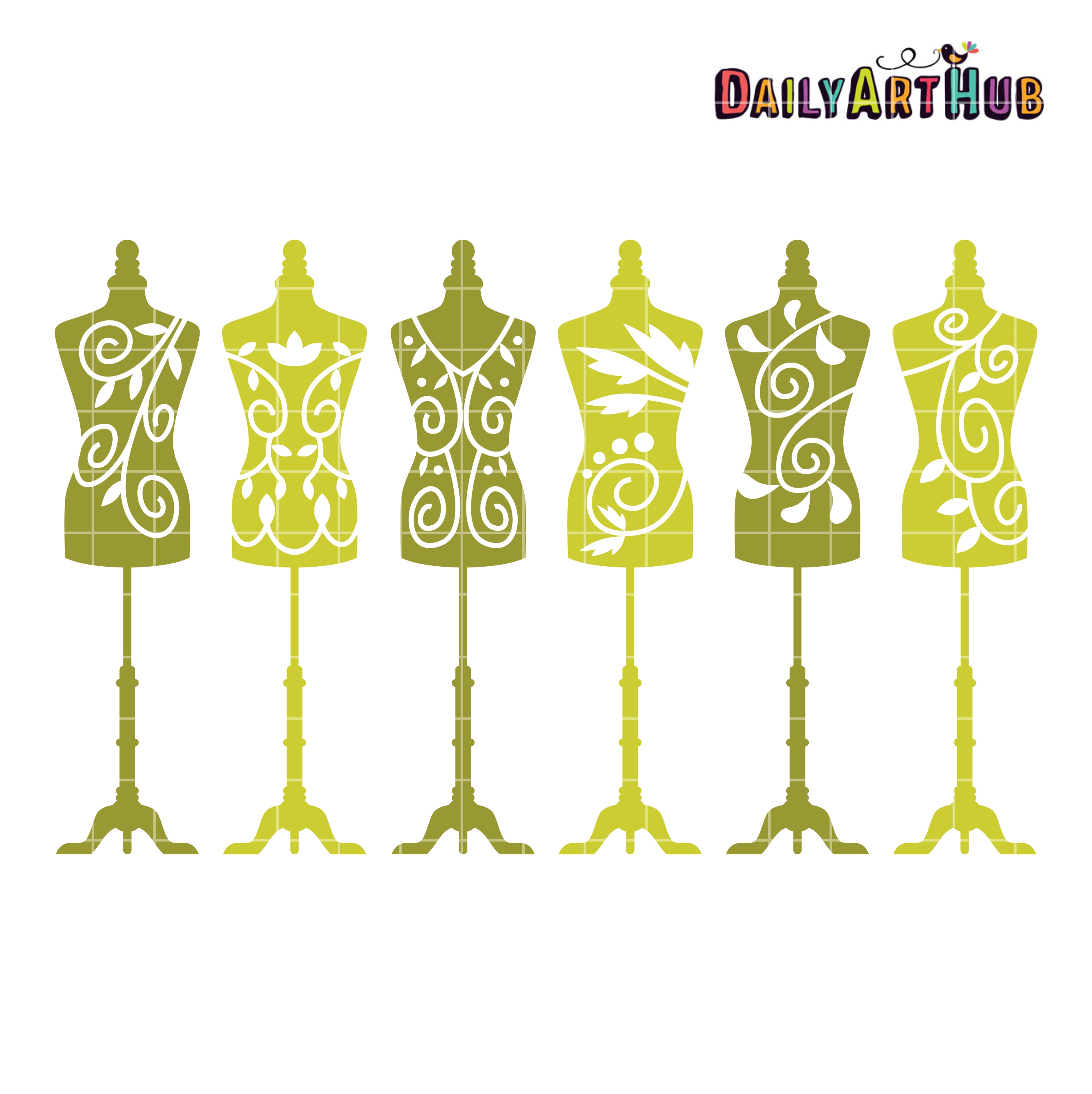 Mannequin Silhouettes Dress Clip Art Set Daily Art Hub Free Clip