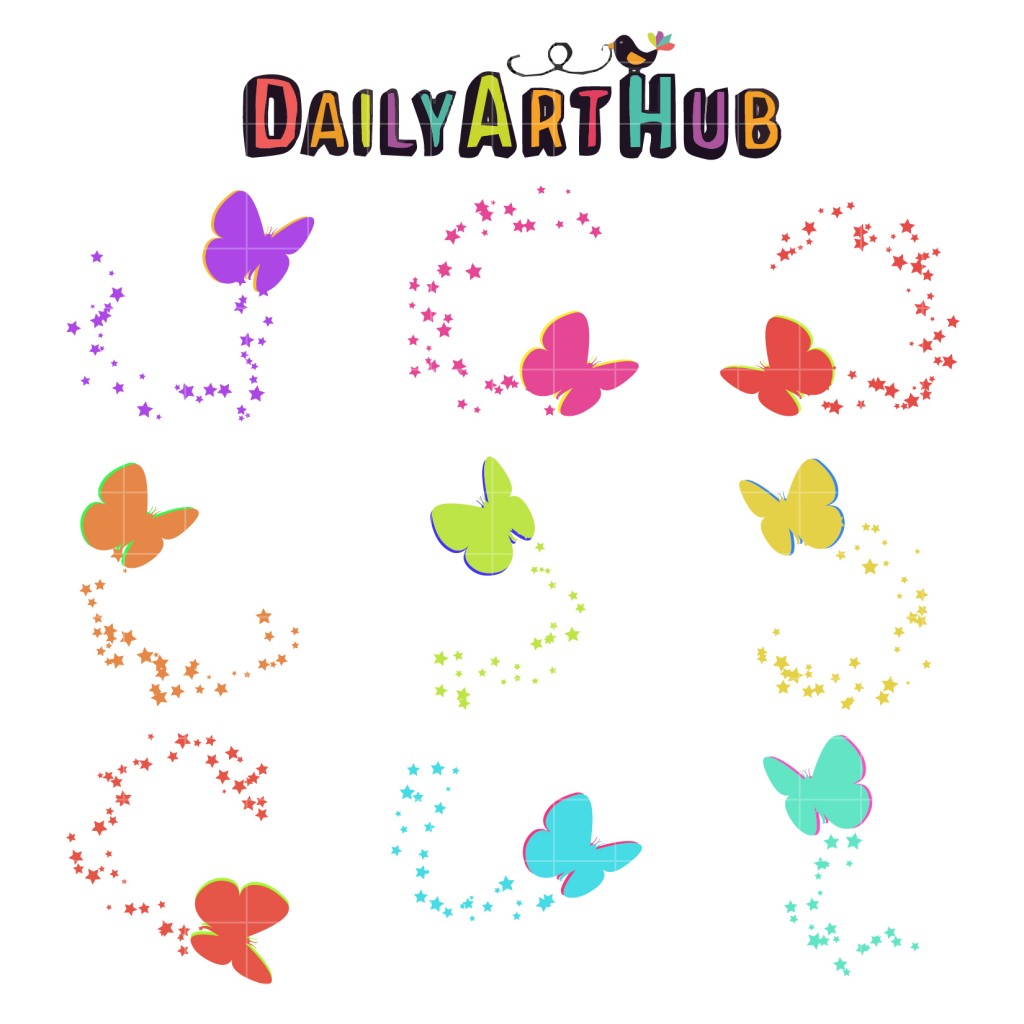 Colorful Butterflies Clip Art Set Daily Art Hub // Graphics, Alphabets & SVG