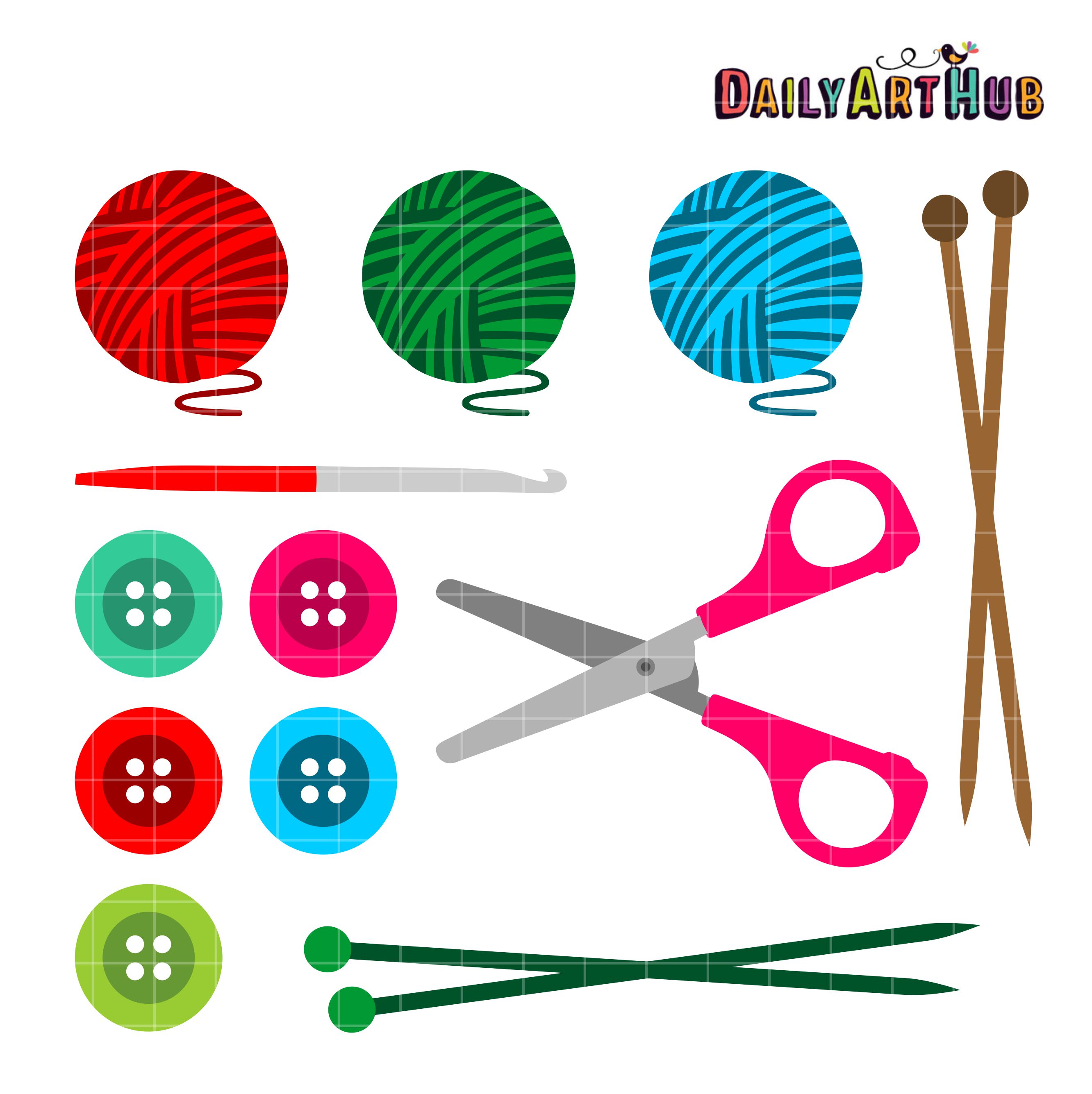 Knitting And Crochet Clip Art Set