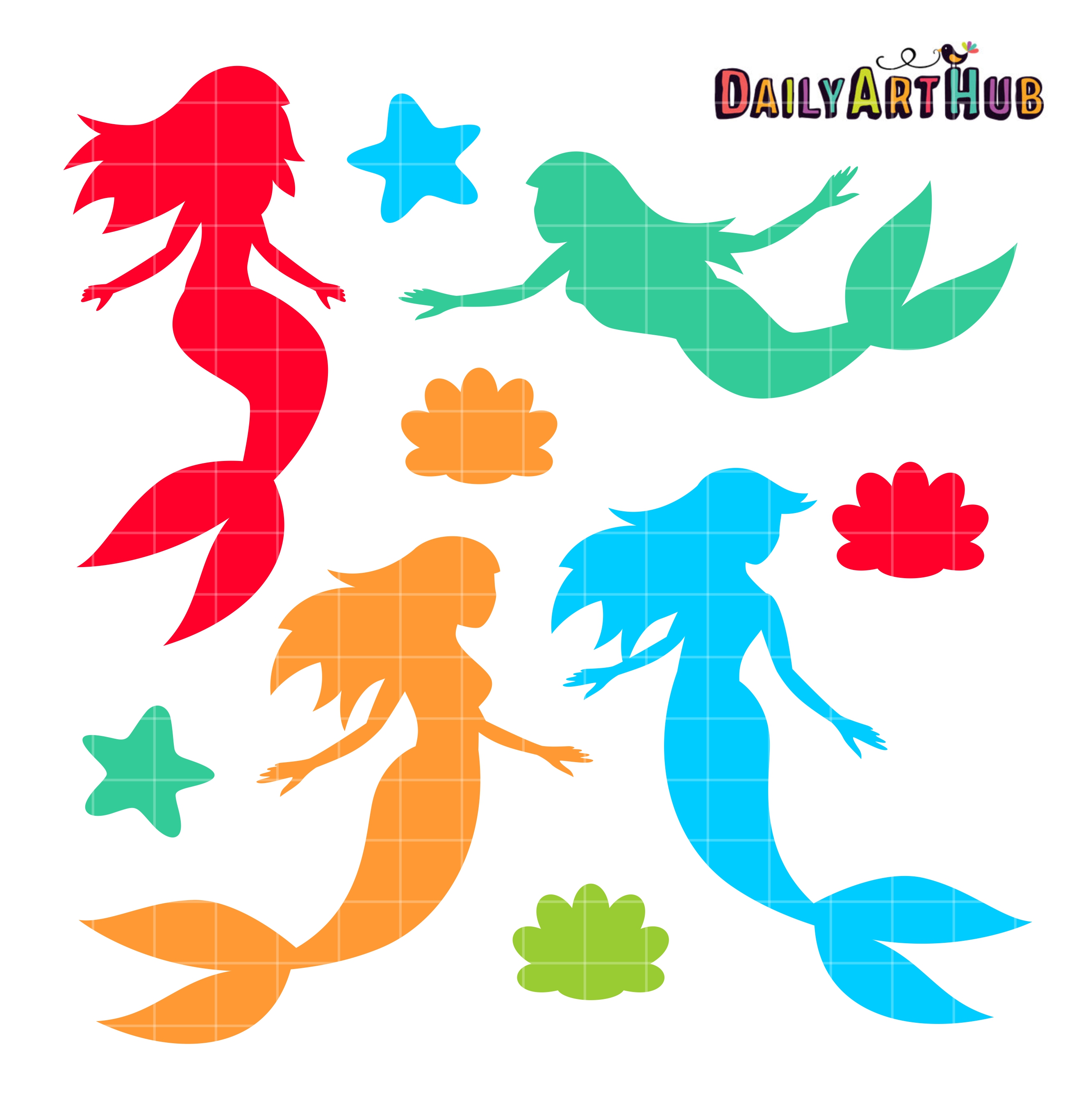 Mermaid Silhouettes Clip Art Set - Daily Art Hub - Free ...