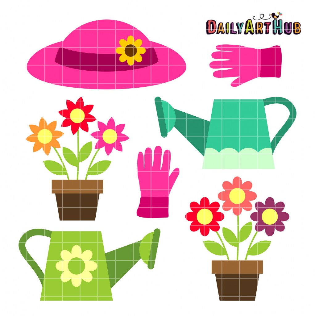 Watering Flowers Clip Art Set Daily Art Hub // Graphics, Alphabets & SVG