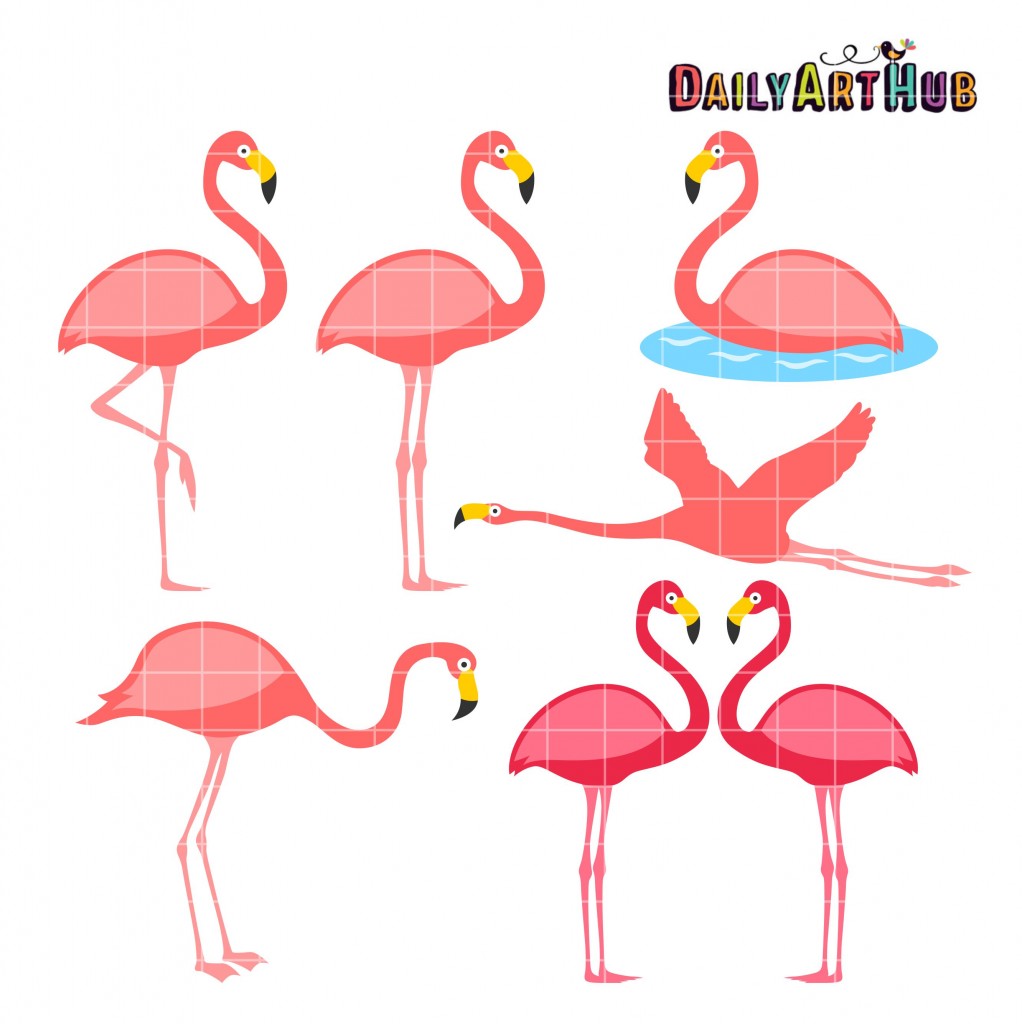 Flamingo Clip Art Set Daily Art Hub // Graphics, Alphabets & SVG
