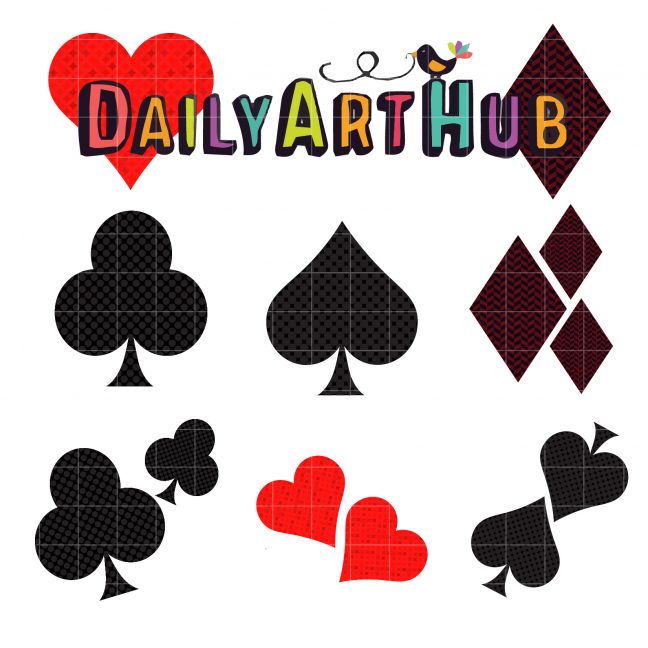 Heart Spade Diamond Clover Clip Art Set Daily Art Hub // Graphics