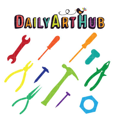 Colorful Tools Clip Art Set