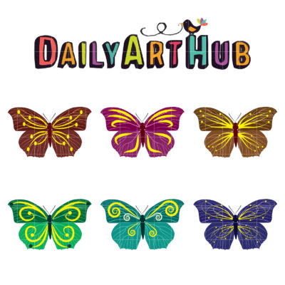 Gorgeous Butterflies Clip Art Set