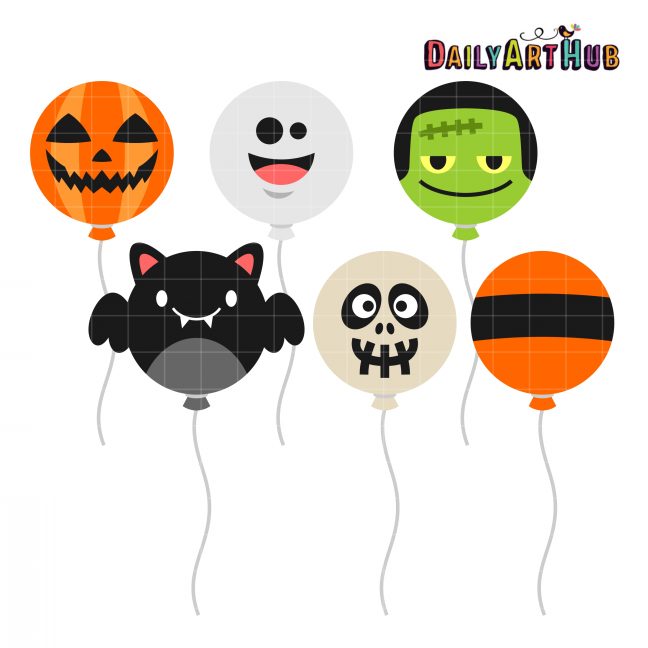 Halloween Balloons Clip Art Set – Daily Art Hub – Free Clip Art Everyday
