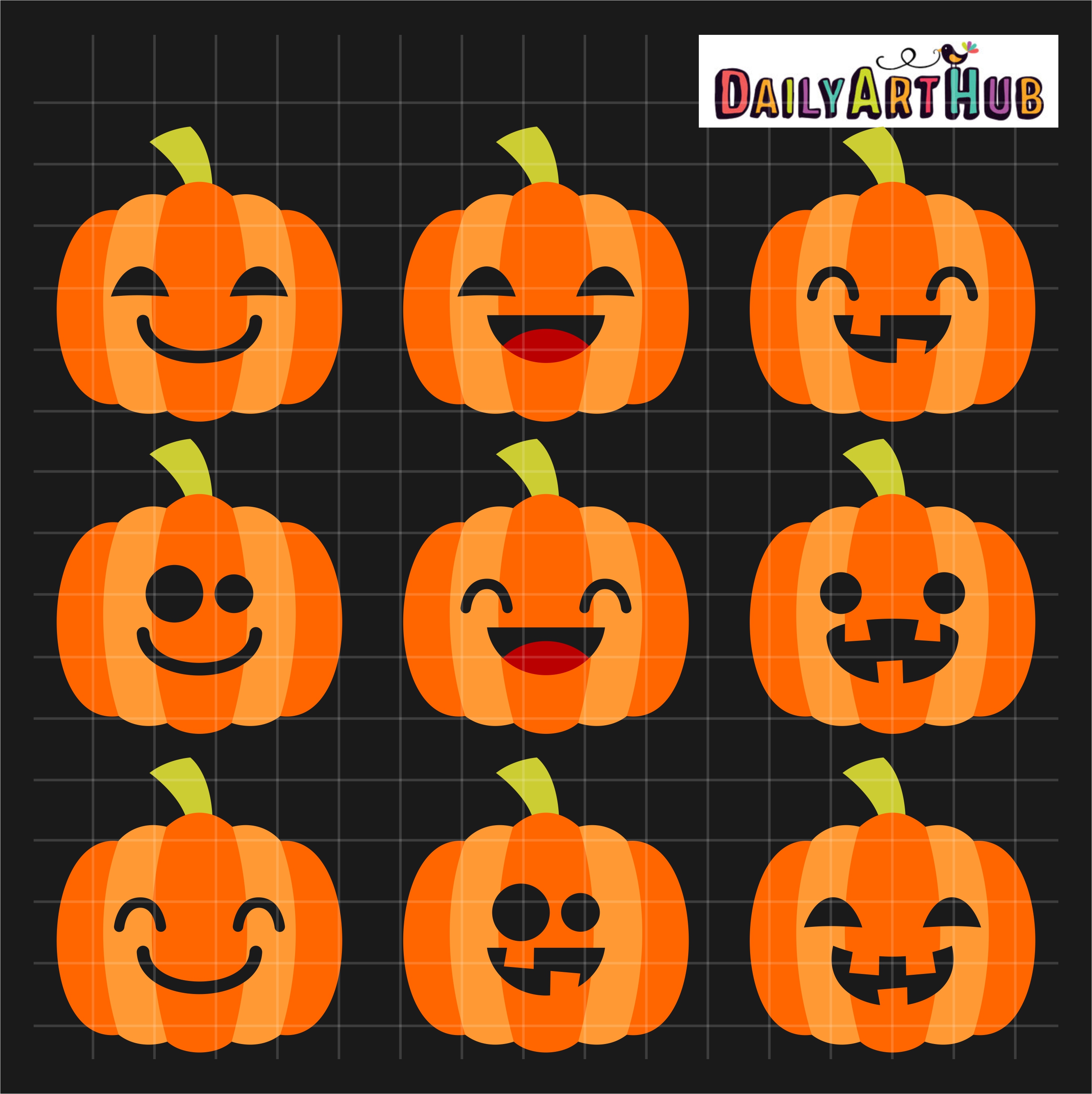 Halloween Cute  Jack  O  Lanterns Clip Art Set Daily Art 