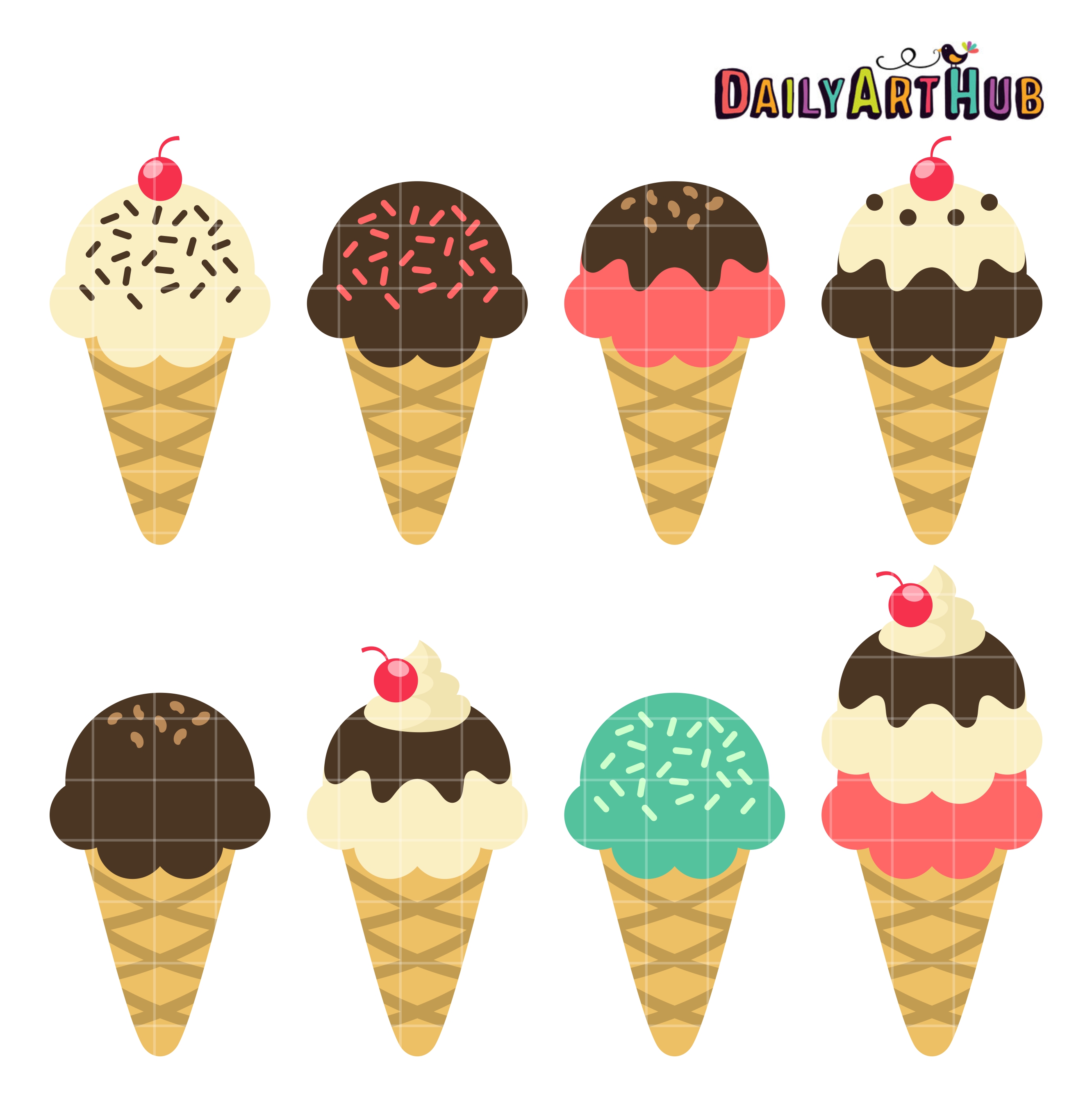 ice cream cones clip art set daily art hub free clip