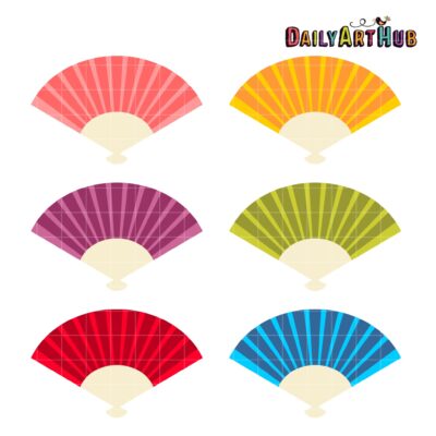 Paper Fans Clip Art Set