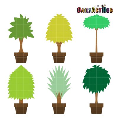 Tree Pots Clip Art Set