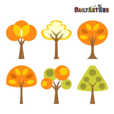 Autumn Abstract Trees Clip Art Set