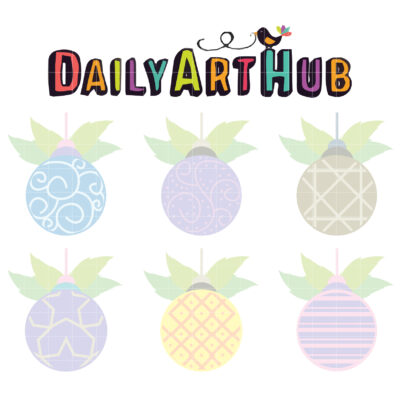 Christmas Ball Decorations Clip Art Set