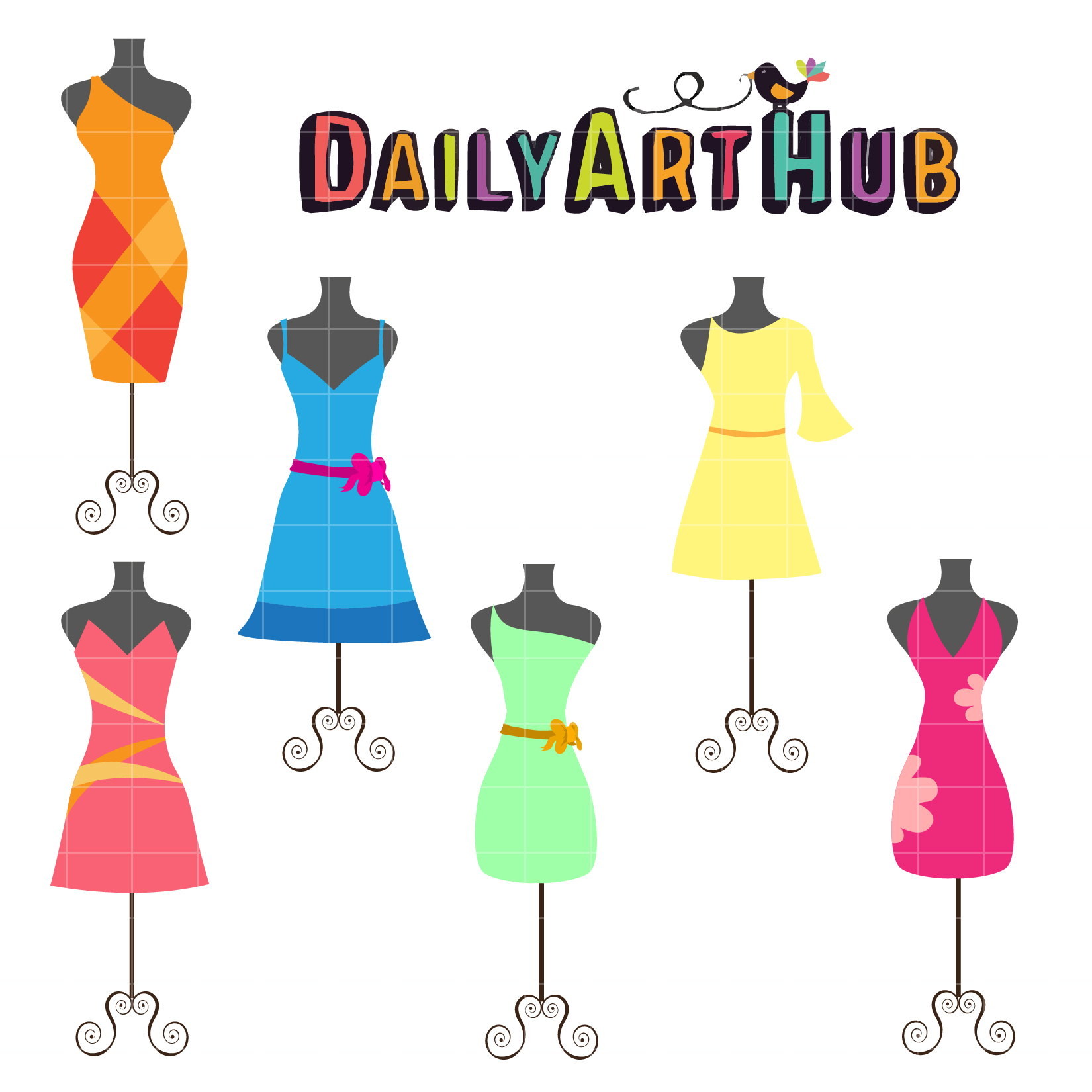 Fashion Dress Clip Art Set – Daily Art Hub – Free Clip Art Everyday