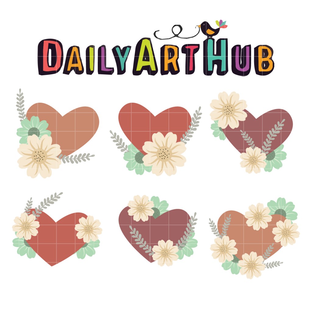 Flower And Hearts Design Clip Art Set – Daily Art Hub // Graphics ...