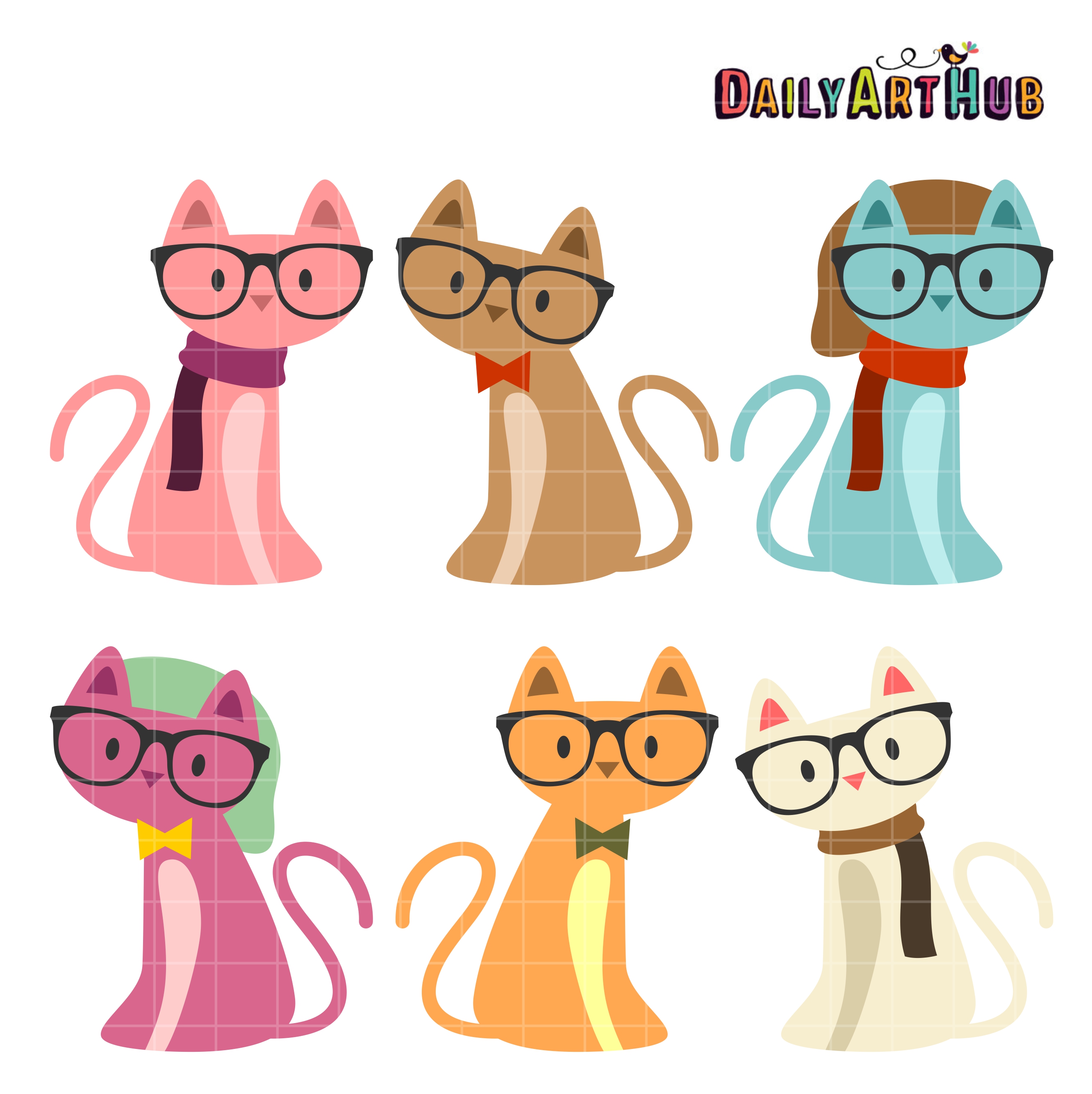 Hipster Cats Clip Art Set Daily Art Hub Free Clip Art Everyday