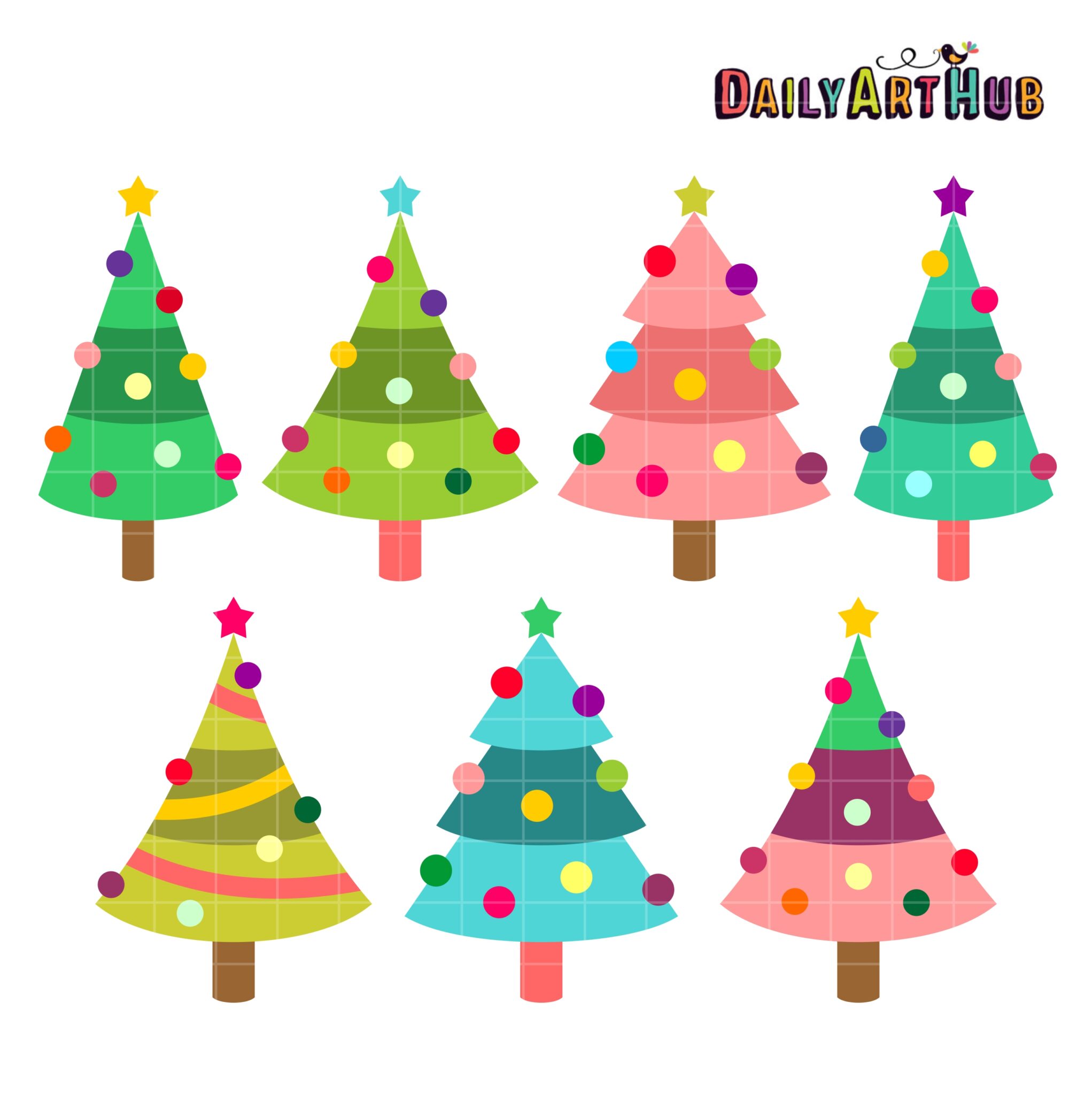 Simple Christmas Trees Clip Art Set – Daily Art Hub // Graphics, Alphabets & SVG