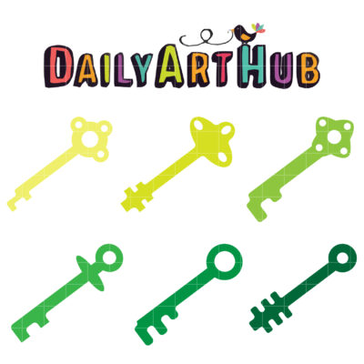 Six Shades of Key Clip Art Set