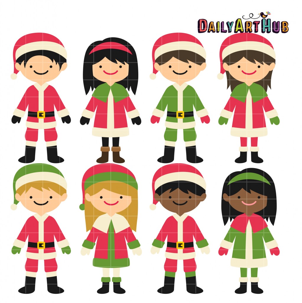 Christmas Kids Clip Art Set Daily Art Hub // Graphics, Alphabets & SVG