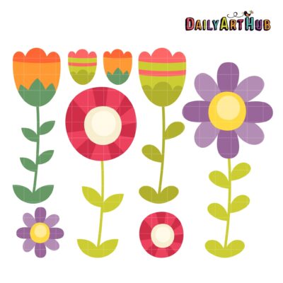 Cutesy Flowers Clip Art Set