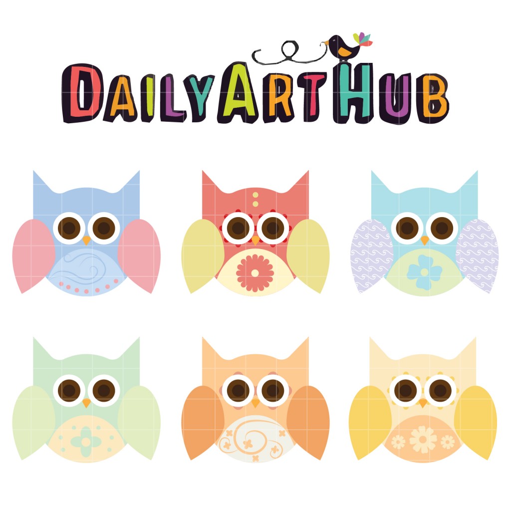 Decorative Owls Clip Art Set – Daily Art Hub // Graphics, Alphabets & SVG