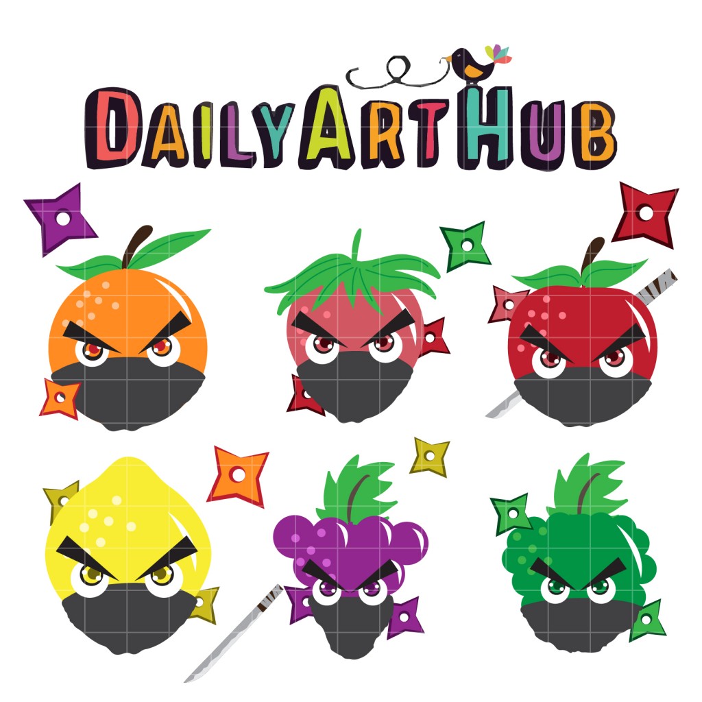 Fruit Ninjas Clip Art Set – Daily Art Hub // Graphics, Alphabets &amp; SVG