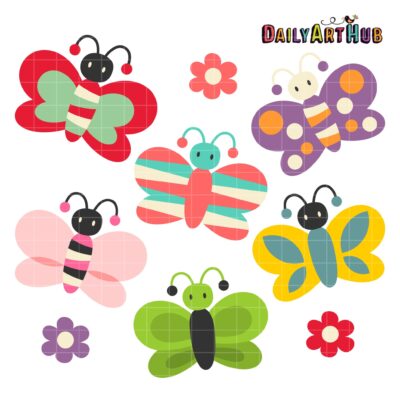 Cute Butterflies Clip Art Set