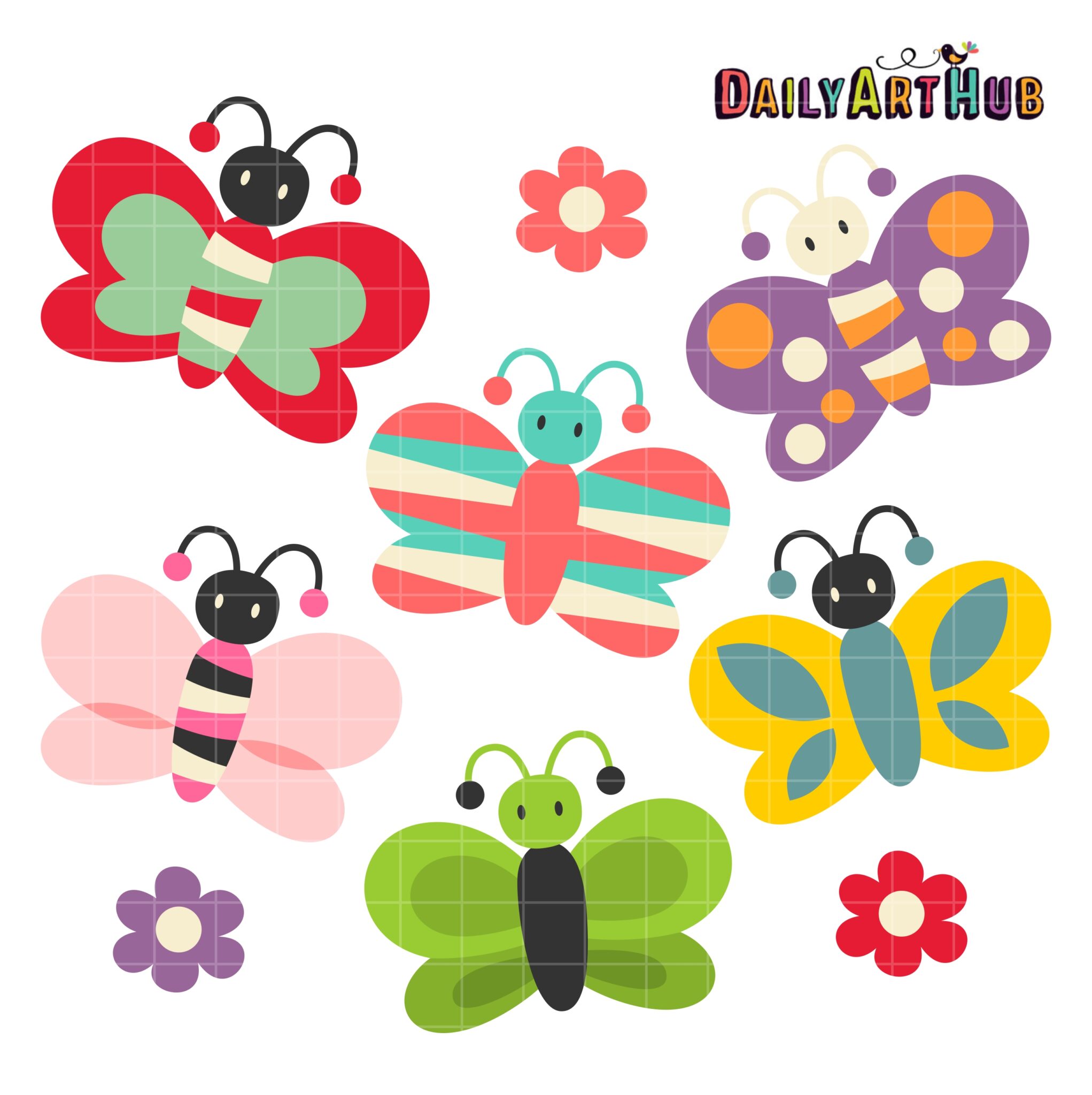 Cute Butterflies Clip Art Set – Daily Art Hub // Graphics, Alphabets & SVG
