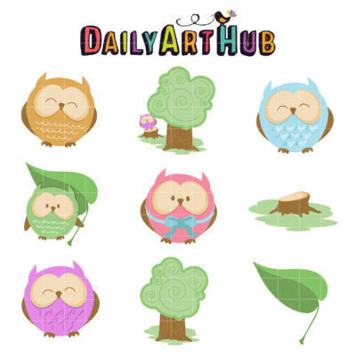 Cute Owls Clip Art Set