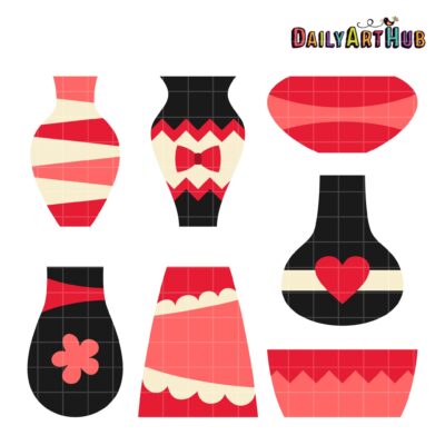 Pretty Flower Vases Clip Art Set