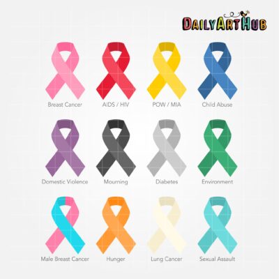 Awareness Ribbons Clip Art Set
