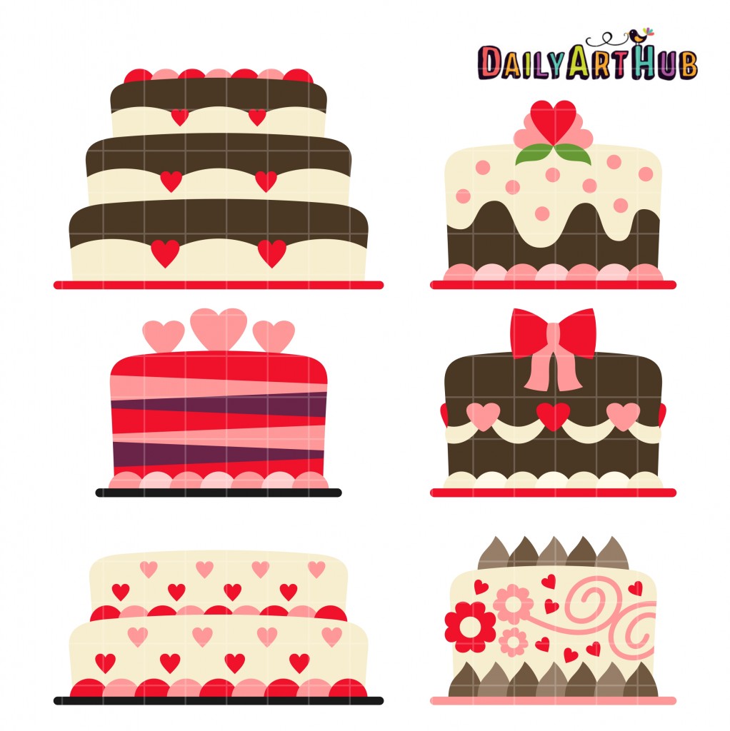 Hearts Day Theme Cakes Clip Art Set – Daily Art Hub // Graphics ...