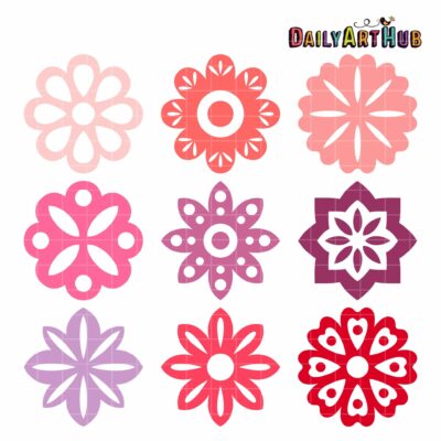 Simple Flower Shapes Clip Art Set