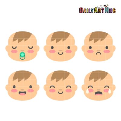 Baby Boy Faces Clip Art Set