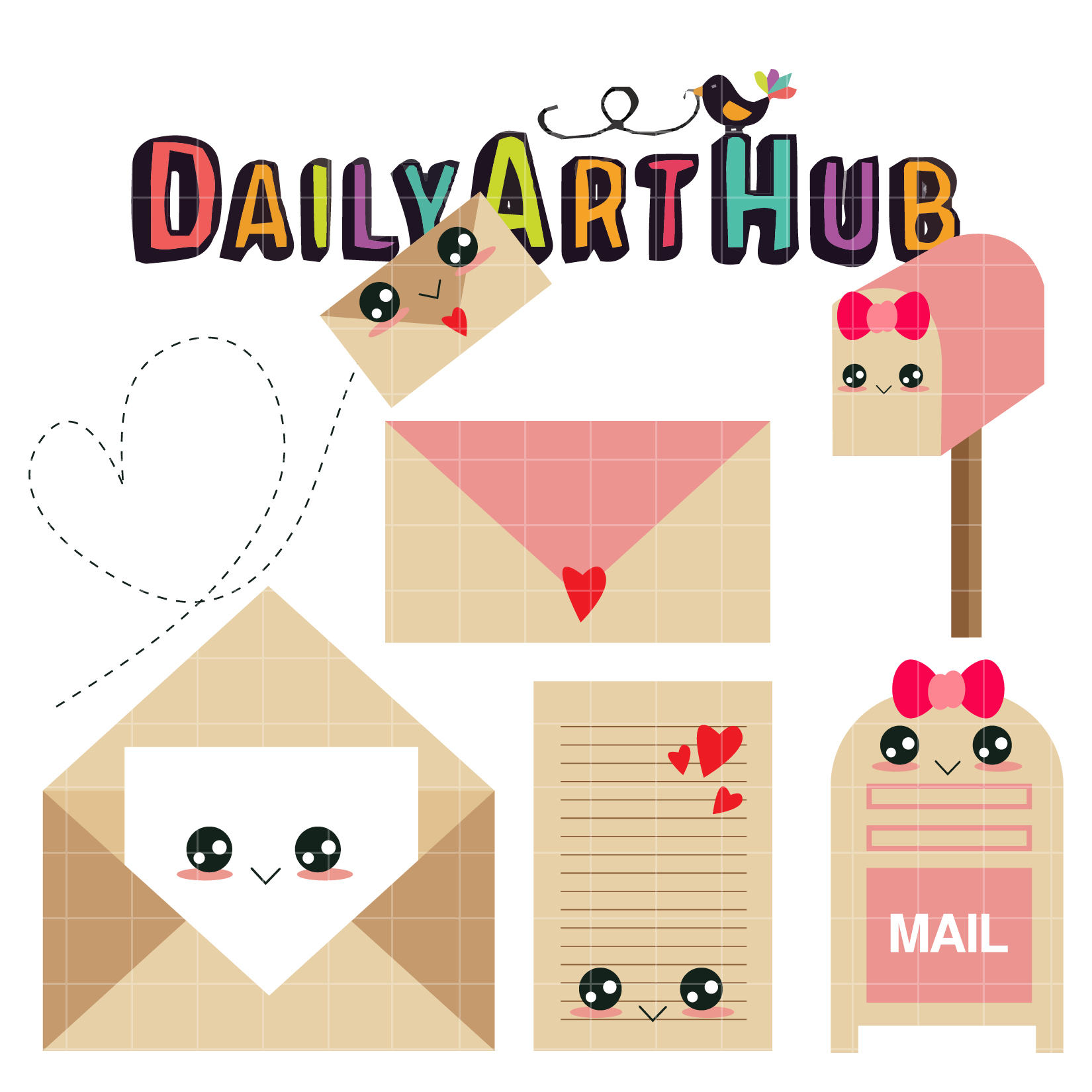 Cute Mail For Valentines Clip Art Set – Daily Art Hub – Free Clip Art