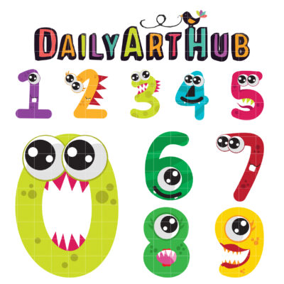 Cute Monster Numbers Clip Art Set