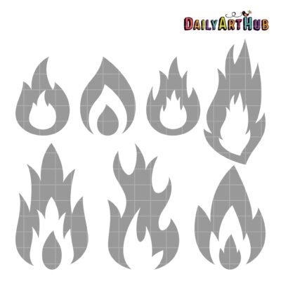 Flame Shapes Clip Art Set