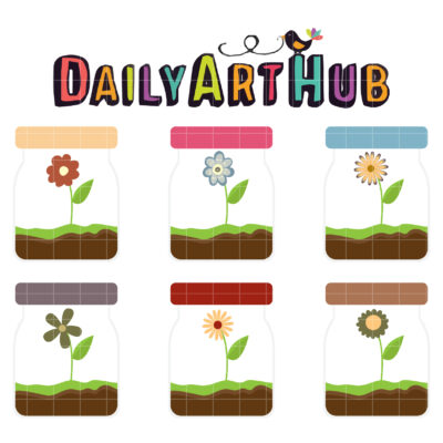 Flower in a Jar Clip Art Set