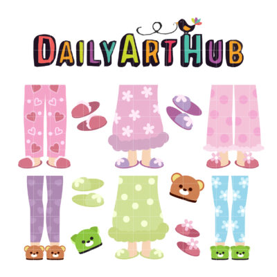Girls Pajama Clip Art Set