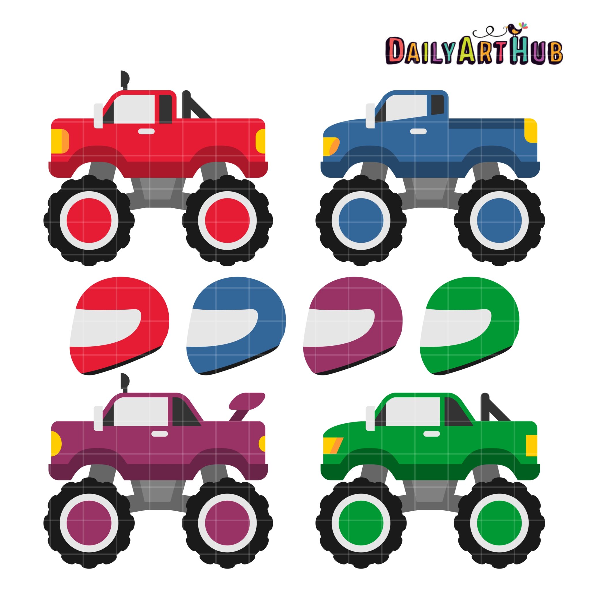 Monster Trucks #2 Clip Art Set – Daily Art Hub // Graphics, Alphabets & SVG