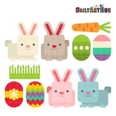 Rabbits Clip Art Set