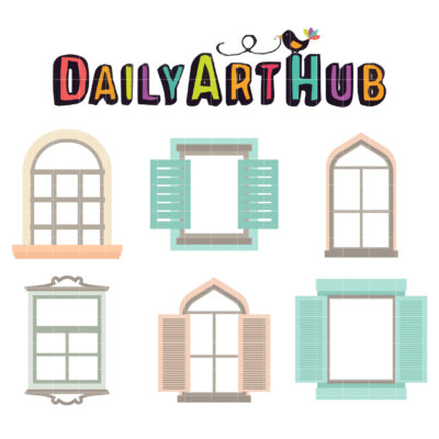 Vintage Windows Clip Art Set