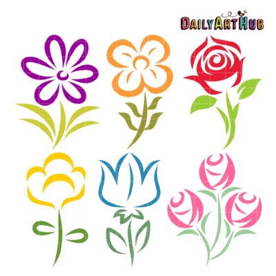 Beautiful Flower Shapes Clip Art Set