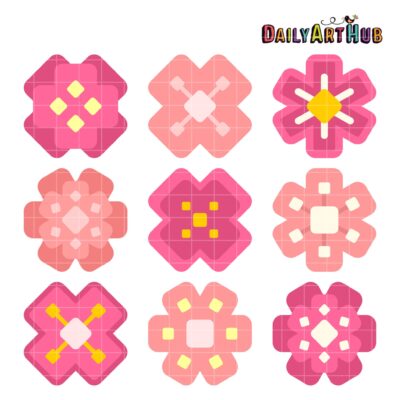Cherry Blossoms Clip Art Set